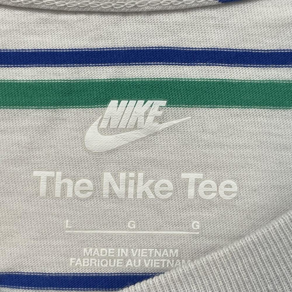 Nike Shirt Mens Large White Green Striped The Nike Tee Embroidered Swoosh Logo - Picture 3 of 11